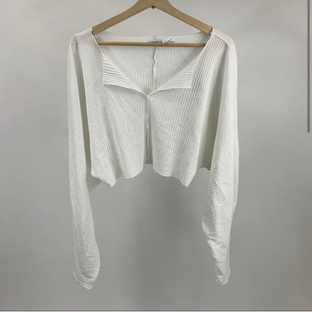 Kimchi Blue Ribbed Long Sleeve Crop Top Blouse S